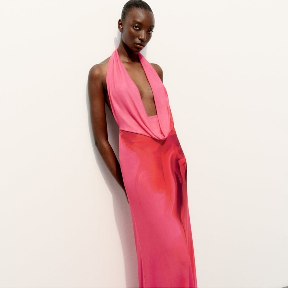 NWT✨ ZARA Draped Tulle Halter Dress